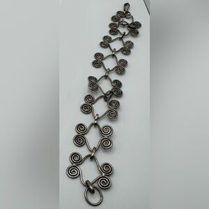 Silver Swirl Link Art Deco Bracelet